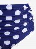 Plus Size Halter Polka Dot Print Ruched Tankini Swimsuit -  