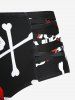 Plus Size Halloween Costume Skulls Skeleton Pirate Print Lattice Crisscross Tankini Swimsuit -  