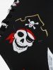 Plus Size Halloween Costume Skulls Skeleton Pirate Print Lattice Crisscross Tankini Swimsuit -  