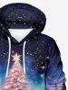 Sweat à Capuche Imprimé Glaxie Arbre de Noël 3D Grande Taille avec Poche Kangourou - Multi-A 3XL