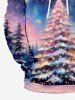 Sweat à Capuche Imprimé Glaxie Arbre de Noël 3D Grande Taille avec Poche Kangourou - Multi-A 3XL