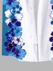 Chemise Fleur D'Hibiscus en Blocs de Couleurs avec Poche de Grande Taille - Multi-A 3XL