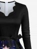 Plus Size Christmas Tree Galaxy Star Glitter Light Beam 3D Print A Line Dress with Tied Belt -  