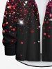 Plus Size Christmas Star Glitter Light Beam 3D Print Buttons Pocket Long Sleeves Shirt For Men -  