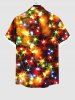 Plus Size Christmas Star Colorful Light Glitter Light Beam 3D Print Buttons Pocket Shirt For Men -  