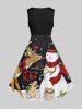 Plus Size Christmas Snowman Snowflake Elk Rabbit Bird Print 1950s Vintage Dress -  