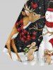 Plus Size Christmas Snowman Snowflake Elk Rabbit Bird Print 1950s Vintage Dress -  