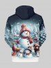 Plus Size Christmas Tree Snowman Elk Bird Ombre Print Pocket Drawstring Hoodie For Men -  