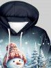 Plus Size Christmas Tree Snowman Elk Bird Ombre Print Pocket Drawstring Hoodie For Men -  