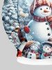 Plus Size Christmas Tree Snowman Elk Bird Ombre Print Pocket Drawstring Hoodie For Men -  
