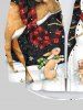 Plus Size Christmas Snowman Snowflake Elk Rabbit Bird Colorblock Print Buttons Long Sleeve Shirt For Men -  