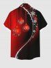 Plus Size Christmas Ball Snowflake Curve Print Ombre Button Pocket Shirt For Men -  