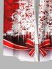 Plus Size Glitter Sparkling Christmas Tree Ombre Snowflake Bowknot Print Button Pocket Shirt For Men -  