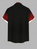 Chemise à Boutons avec Poche Kangourou Brillant en Forme de Sapin de Noël et Flocons de Neige Grande Taille pour Hommes - Rouge 2XL