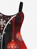 Plus Size Christmas Ball Snowflake Curve Print Ombre A Line Tank Dress -  