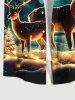 Plus Size Glitter Christmas Light Elk Aurora Light Beam Print Button Pocket Shirt For Men -  