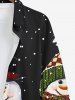 Plus Size Christmas Snowman Flower Wreath Snowflake Print Buttons Pocket Long Sleeve Shirt For Men -  