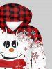 Plus Size Snowflake Snowman Plaid Print Christmas Pocket Drawstring Pullover Long Sleeves Hoodie For Men -  