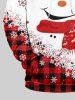 Plus Size Snowflake Snowman Plaid Print Christmas Pocket Drawstring Pullover Long Sleeves Hoodie For Men -  