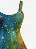 Robe de Noël Ligne A Ombrée Galaxie Bonhomme de Neige et Galaxie Imprimés de Grande Taille - Multi-A M