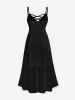 Maxi Robe de Mariage Croisée en Dentelle en Mousseline de Grande Taille à Volants - Noir 5x | US 30-32