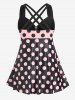 Plus Size & Curve Cinched Polka Dot Crisscross Tankini Swimsuit -  