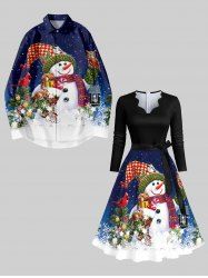 Grande Taille Imprimé Élément de Noël - Bleu 