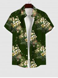Chemise avec Boutons à Imprimé Etoiles et Boules de Noël Grande-Taille pour Hommes - Vert M