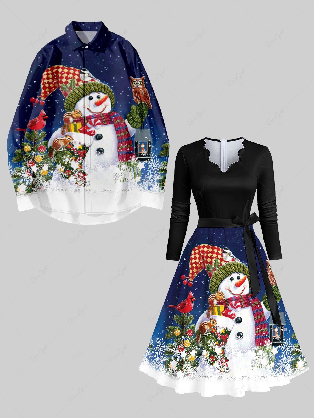 Grande Taille Imprimé Élément de Noël Bleu 
