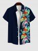 Tenue de Plage Hawaiien Imprimé Fleurs et Feuilles Tropicales Grande Taille pour Couples - Noir 