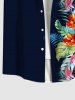 Tenue de Plage Hawaiien Imprimé Fleurs et Feuilles Tropicales Grande Taille pour Couples - Noir 