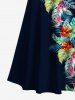 Tenue de Plage Hawaiien Imprimé Fleurs et Feuilles Tropicales Grande Taille pour Couples - Noir 