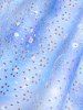 Haut Tordu Evidé Ombré Lune Etoile Galaxie Imprimés de Grande Taille - Bleu clair 1X | US 14-16