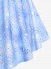 Plus Size Ombre Tie Dye Galaxy Moon Star Print Twist Chains Hollow Out Cold Shoulder Top -  