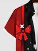 Plus Size Bowknot Striped Snowflake Print Christmas Button Pocket Shirt For Men -  