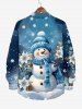 T-Shirt à Manches Longues avec Poche Kangourou et à Imprimé Bonhomme de Neige Fleuris Grande-Taille pour Hommes - Bleu 6XL