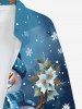 T-Shirt à Manches Longues avec Poche Kangourou et à Imprimé Bonhomme de Neige Fleuris Grande-Taille pour Hommes - Bleu 6XL