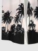 Plus Size Coconut Tree Ombre Colorblock Print Buttons Pocket Hawaii Shirt For Men -  