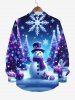 Plus Size Glitter Christmas Tree Snowflake Snowman Print Ombre Long Sleeves Shirt For Men -  