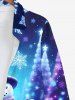 Plus Size Glitter Christmas Tree Snowflake Snowman Print Ombre Long Sleeves Shirt For Men -  