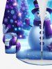 Plus Size Glitter Christmas Tree Snowflake Snowman Print Ombre Long Sleeves Shirt For Men -  