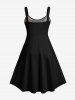 Plus Size Bowknot Striped Snowflake Print Christmas A Line Tank Dress -  