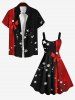 Plus Size Bowknot Striped Snowflake Print Christmas A Line Tank Dress -  