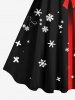Plus Size Bowknot Striped Snowflake Print Christmas A Line Tank Dress -  