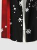 Plus Size Bowknot Striped Snowflake Print Christmas Button Pocket Shirt For Men -  