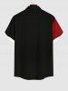 Chemise de Noël Rayé Flocon de Neige et Nœud Papillon Imprimés de Grande Taille avec Poche - Noir 4XL