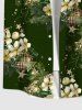 Plus Size Christmas Ball Floral Stars Galaxy Print Button Pocket Shirt For Men -  