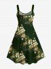 Robe Débardeur de Noël Ligne A Fleur Galaxie et Etoile Imprimés de Grande Taille - Vert 5X