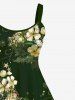 Robe Débardeur de Noël Ligne A Fleur Galaxie et Etoile Imprimés de Grande Taille - Vert 5X