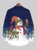 Chemise Imprimé Élément de Noël Grande Taille avec Poches à Manches Longues - Bleu 8XL